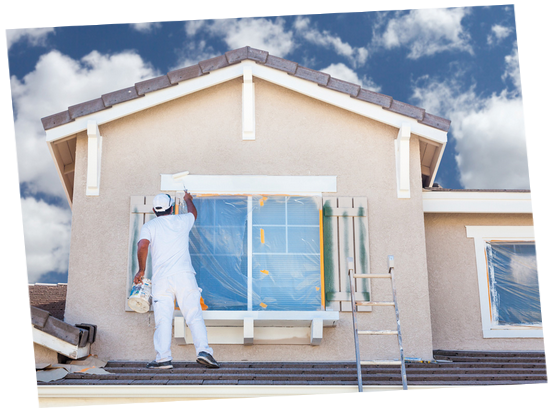 Photo mise en peinture d'une facade après nettoyage et protection